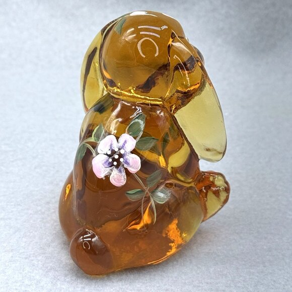 Lenox Fenton Art Glass Floppy Ear Rabbit Amber Art Glass Figure Sheela Miller - Picture 3 of 14